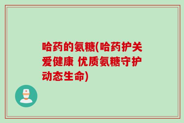 哈药的氨糖(哈药护关爱健康 优质氨糖守护动态生命)