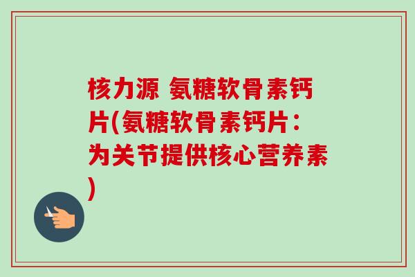 核力源 氨糖软骨素钙片(氨糖软骨素钙片:为关节提供核心营养素) 核力源 氨糖软骨素钙片(氨糖软骨素钙片:为关节提供核心营养素)