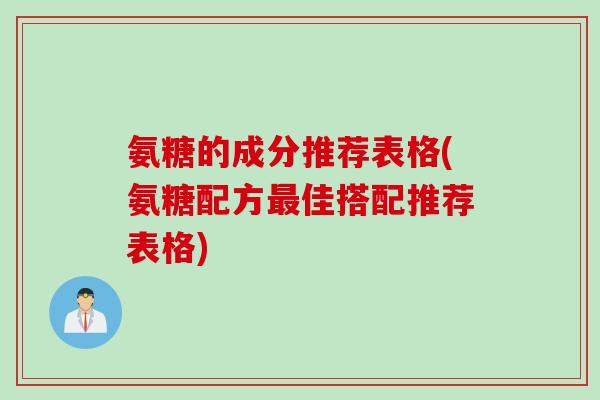 氨糖的成分推荐表格(氨糖配方最佳搭配推荐表格)