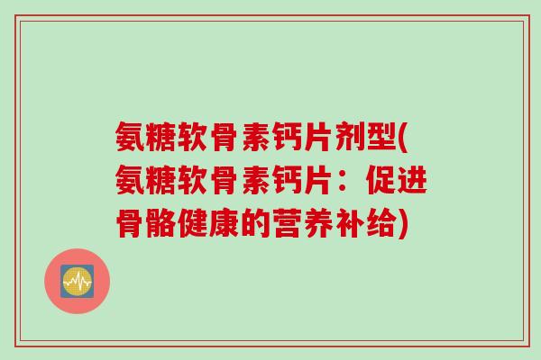 氨糖软骨素钙片剂型(氨糖软骨素钙片：促进骨骼健康的营养补给)