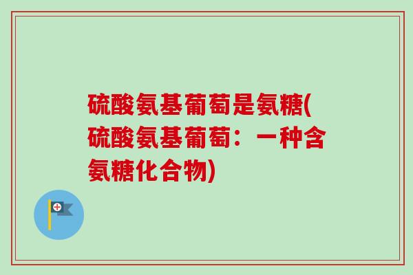 硫酸氨基葡萄是氨糖(硫酸氨基葡萄：一种含氨糖化合物)