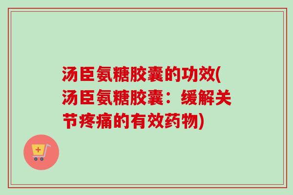 汤臣氨糖胶囊的功效(汤臣氨糖胶囊：缓解关节疼痛的有效药物)
