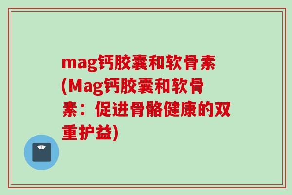mag钙胶囊和软骨素(Mag钙胶囊和软骨素：促进骨骼健康的双重护益)