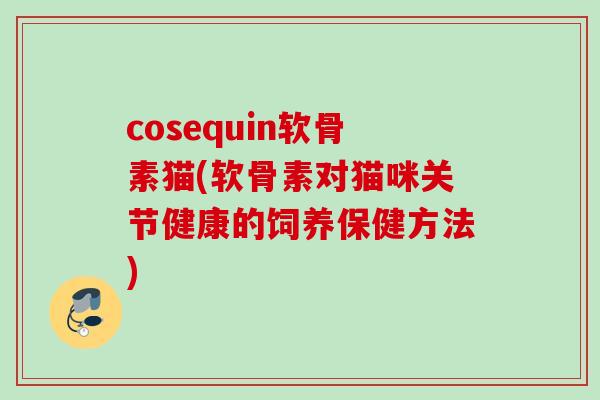 cosequin软骨素猫(软骨素对猫咪关节健康的饲养保健方法)