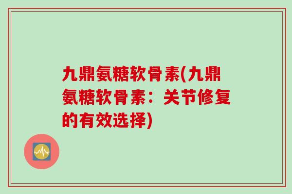 九鼎氨糖软骨素(九鼎氨糖软骨素：关节修复的有效选择)