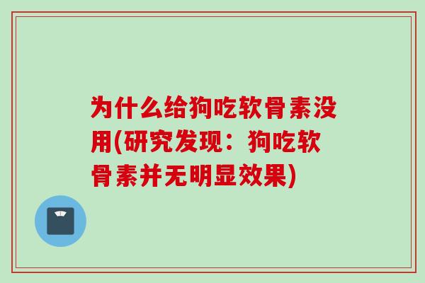 为什么给狗吃软骨素没用(研究发现：狗吃软骨素并无明显效果)