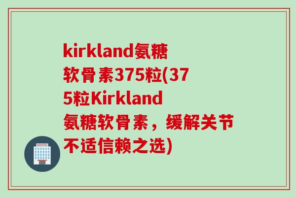 kirkland氨糖软骨素375粒(375粒Kirkland氨糖软骨素，缓解关节不适信赖之选)