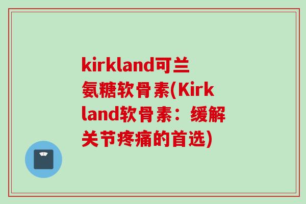 kirkland可兰氨糖软骨素(Kirkland软骨素：缓解关节疼痛的首选)