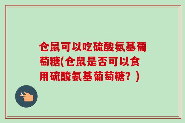 仓鼠可以吃硫酸氨基葡萄糖(仓鼠是否可以食用硫酸氨基葡萄糖？)
