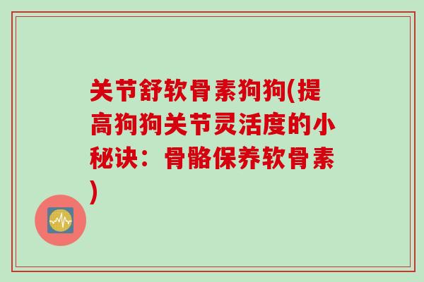 关节舒软骨素狗狗(提高狗狗关节灵活度的小秘诀：骨骼保养软骨素)