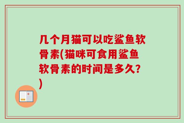 几个月猫可以吃鲨鱼软骨素(猫咪可食用鲨鱼软骨素的时间是多久？)