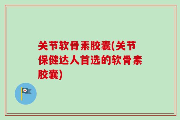 关节软骨素胶囊(关节保健达人首选的软骨素胶囊)
