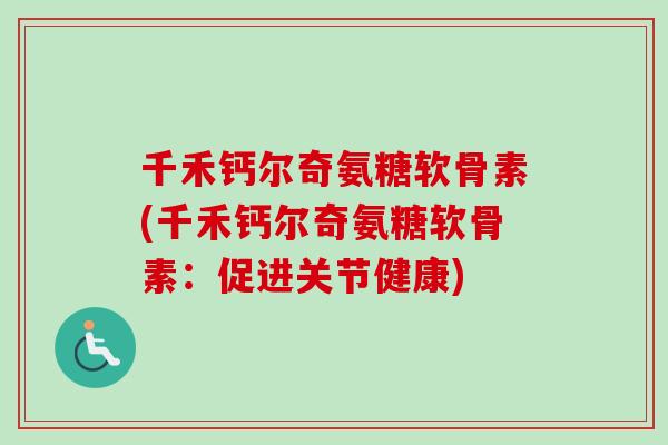 千禾钙尔奇氨糖软骨素(千禾钙尔奇氨糖软骨素：促进关节健康)
