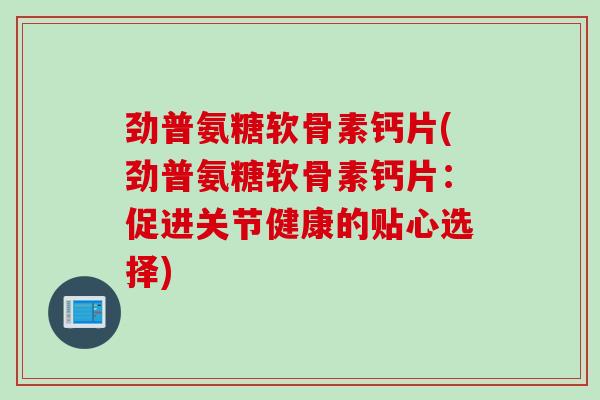 劲普氨糖软骨素钙片(劲普氨糖软骨素钙片：促进关节健康的贴心选择)