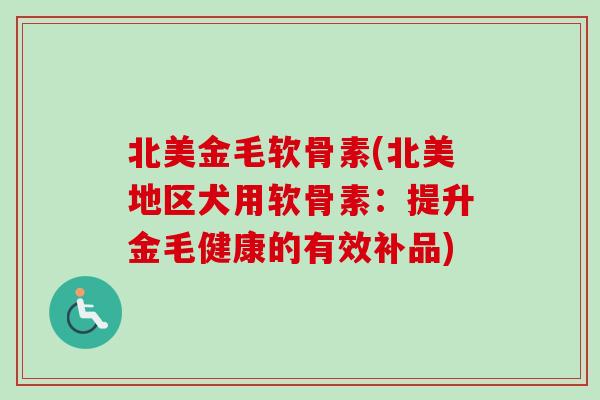 北美金毛软骨素(北美地区犬用软骨素：提升金毛健康的有效补品)