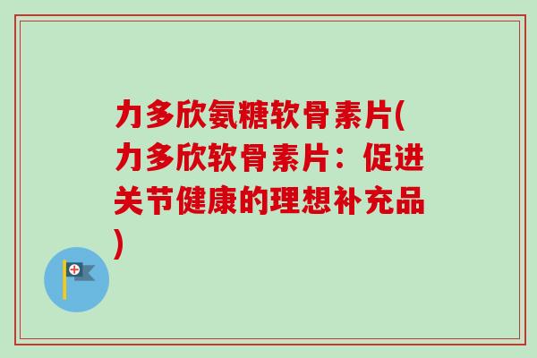 力多欣氨糖软骨素片(力多欣软骨素片：促进关节健康的理想补充品)