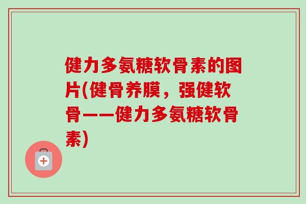 健力多氨糖软骨素的图片(健骨养膜，强健软骨——健力多氨糖软骨素)
