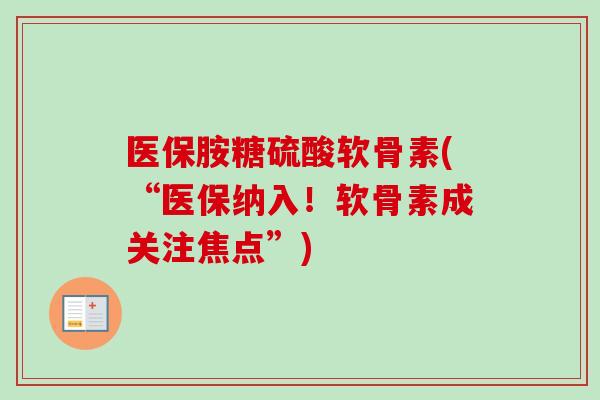 医保胺糖硫酸软骨素(“医保纳入！软骨素成关注焦点”)