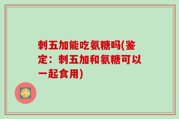刺五加能吃氨糖吗(鉴定:刺五加和氨糖可以一起食用) 刺五加能吃氨糖吗(鉴定:刺五加和氨糖可以一起食用)