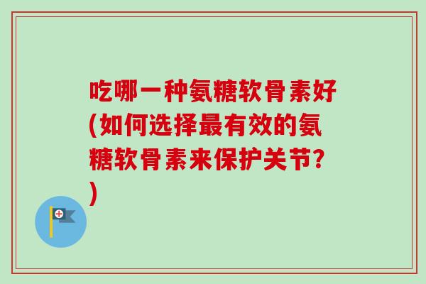 吃哪一种氨糖软骨素好(如何选择最有效的氨糖软骨素来保护关节？)