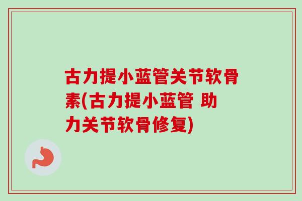 古力提小蓝管关节软骨素(古力提小蓝管 助力关节软骨修复)