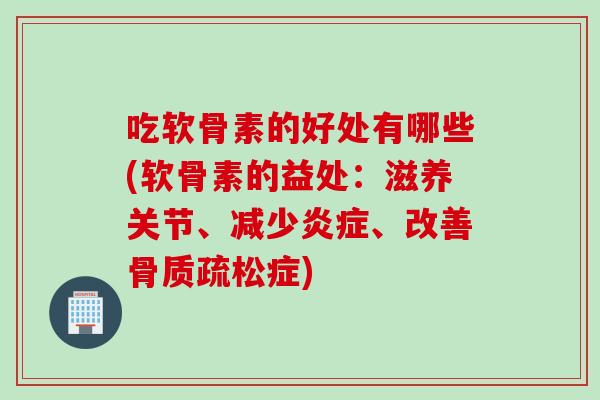 吃软骨素的好处有哪些(软骨素的益处：滋养关节、减少炎症、改善骨质疏松症)