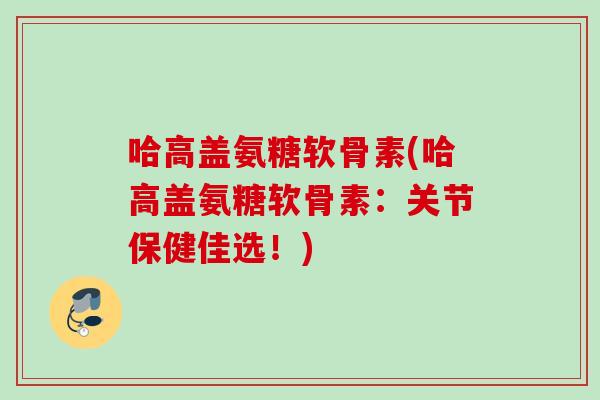 哈高盖氨糖软骨素(哈高盖氨糖软骨素：关节保健佳选！)
