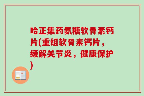 哈正集药氨糖软骨素钙片(重组软骨素钙片，缓解关节炎，健康保护)