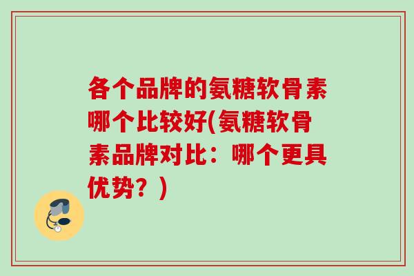 各个品牌的氨糖软骨素哪个比较好(氨糖软骨素品牌对比：哪个更具优势？)
