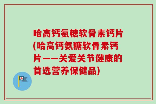 哈高钙氨糖软骨素钙片(哈高钙氨糖软骨素钙片——关爱关节健康的首选营养保健品)