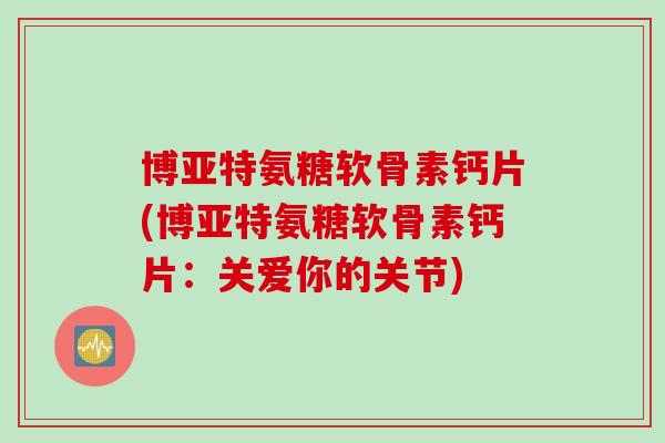 博亚特氨糖软骨素钙片(博亚特氨糖软骨素钙片：关爱你的关节)