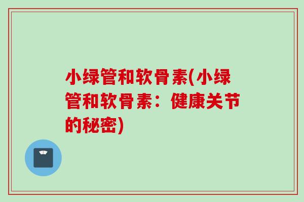 小绿管和软骨素(小绿管和软骨素：健康关节的秘密)