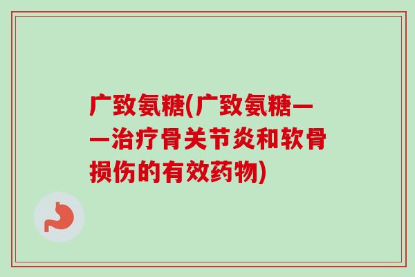广致氨糖(广致氨糖——治疗骨关节炎和软骨损伤的有效药物)