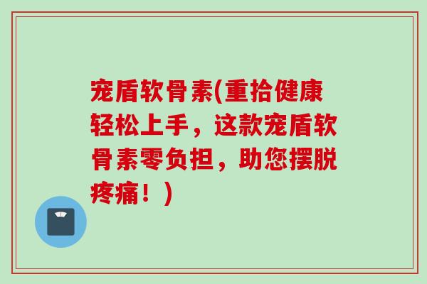 宠盾软骨素(重拾健康轻松上手，这款宠盾软骨素零负担，助您摆脱疼痛！)