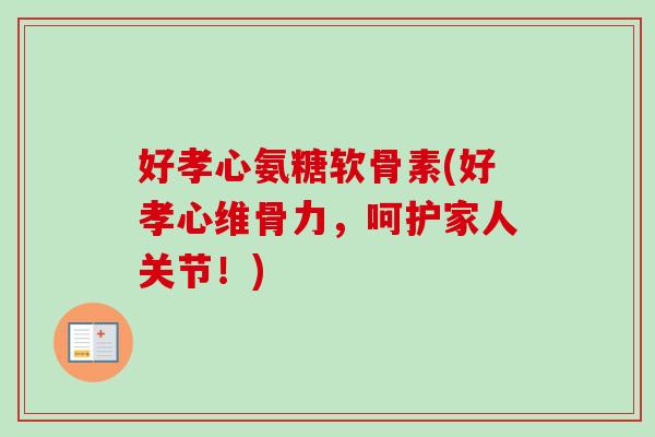 好孝心氨糖软骨素(好孝心维骨力，呵护家人关节！)