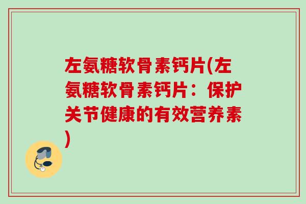 左氨糖软骨素钙片(左氨糖软骨素钙片：保护关节健康的有效营养素)