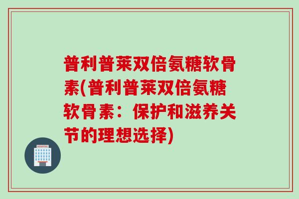 普利普莱双倍氨糖软骨素(普利普莱双倍氨糖软骨素：保护和滋养关节的理想选择)