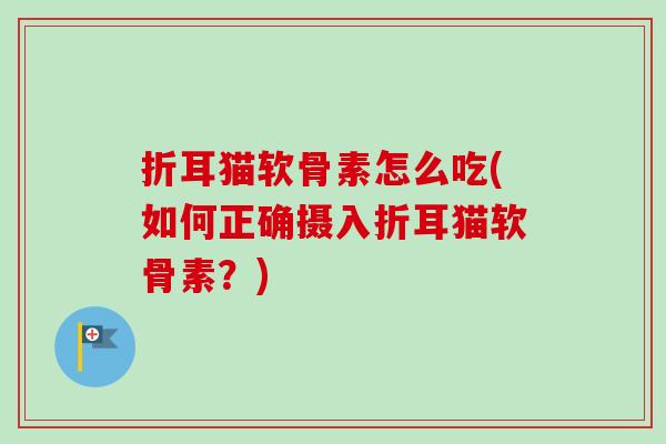 折耳猫软骨素怎么吃(如何正确摄入折耳猫软骨素？)