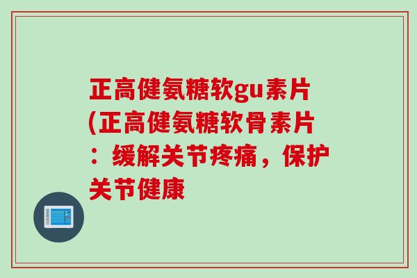 正高健氨糖软gu素片(正高健氨糖软骨素片：缓解关节疼痛，保护关节健康