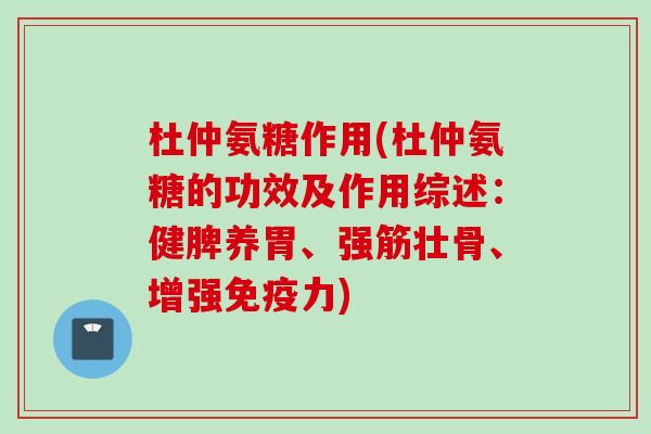 杜仲氨糖作用(杜仲氨糖的功效及作用综述：健脾养胃、强筋壮骨、增强免疫力)