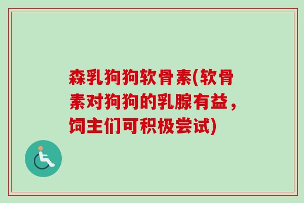森乳狗狗软骨素(软骨素对狗狗的乳腺有益，饲主们可积极尝试)
