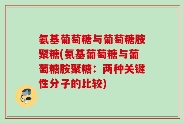 氨基葡萄糖与葡萄糖胺聚糖(氨基葡萄糖与葡萄糖胺聚糖：两种关键性分子的比较)