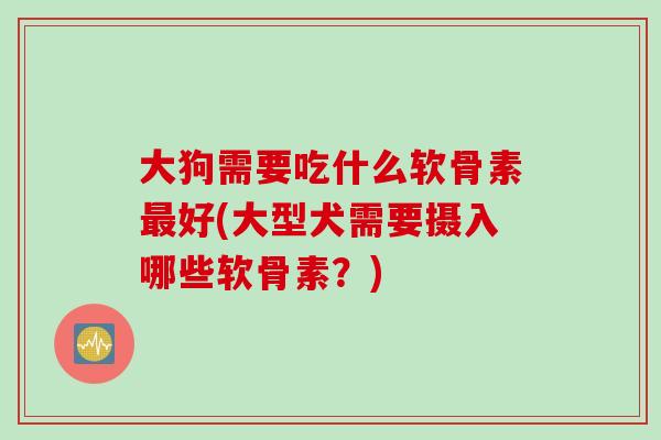 大狗需要吃什么软骨素最好(大型犬需要摄入哪些软骨素？)