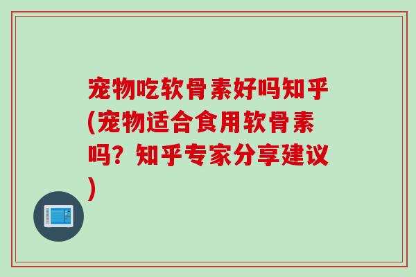 宠物吃软骨素好吗知乎(宠物适合食用软骨素吗？知乎专家分享建议)