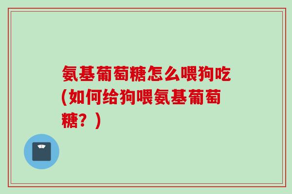氨基葡萄糖怎么喂狗吃(如何给狗喂氨基葡萄糖？)