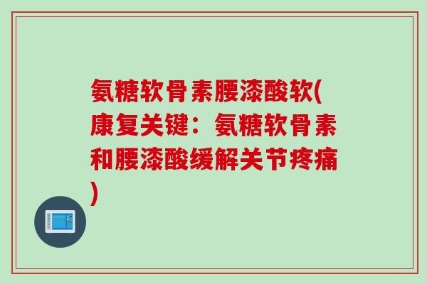 氨糖软骨素腰漆酸软(康复关键：氨糖软骨素和腰漆酸缓解关节疼痛)