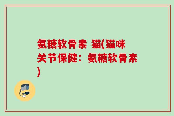 氨糖软骨素 猫(猫咪关节保健：氨糖软骨素)