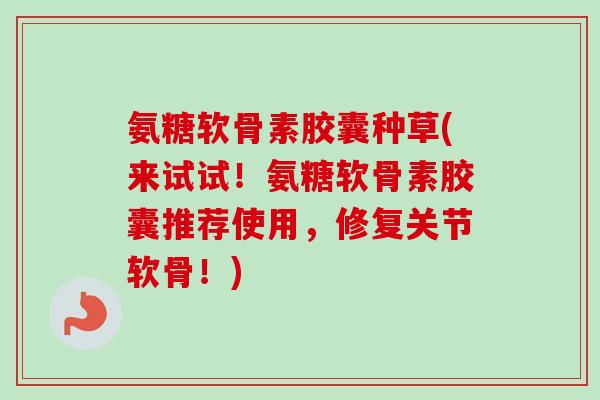 氨糖软骨素胶囊种草(来试试!氨糖软骨素胶囊推荐使用,修复关节软骨!) 氨糖软骨素胶囊种草(来试试!氨糖软骨素胶囊推荐使用,修复关节软骨!)