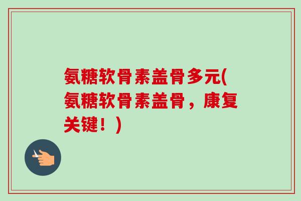 氨糖软骨素盖骨多元(氨糖软骨素盖骨，康复关键！)