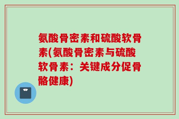 氨酸骨密素和硫酸软骨素(氨酸骨密素与硫酸软骨素：关键成分促骨骼健康)